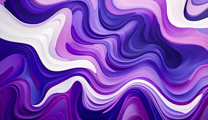 Abstract Purple and White Waves Background - Fluid Art Design
