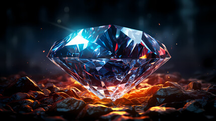 Diamond background, gemological idea and spiritual theme concept