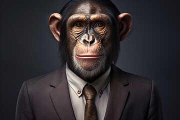a monkey wearing a suit and tie - obrazy, fototapety, plakaty