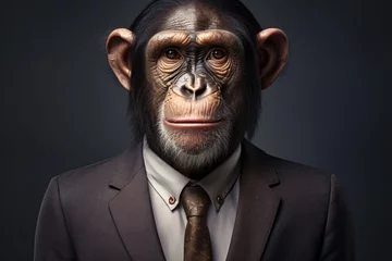 Schilderijen op glas a monkey wearing a suit and tie © Sveatoslav