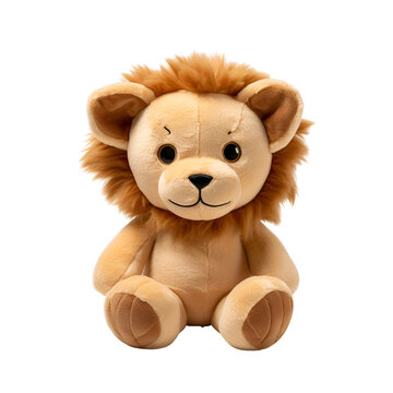 Cute stuffed lion soft toy, Isolated on Transparent Background, PNG