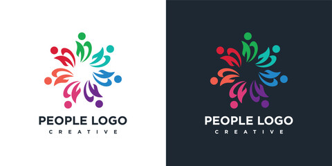 Human character logo design template shaped like a flower