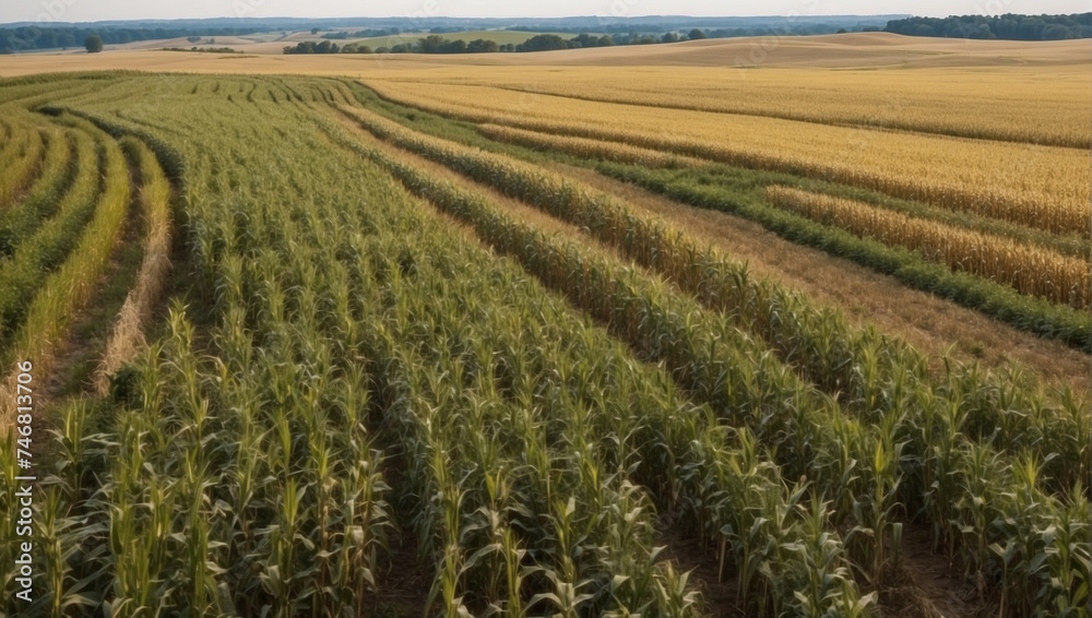 Wall mural aerial view corn field