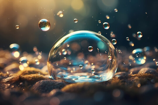 a whimsical and dreamy image of bubbles floating in the air, generative ai