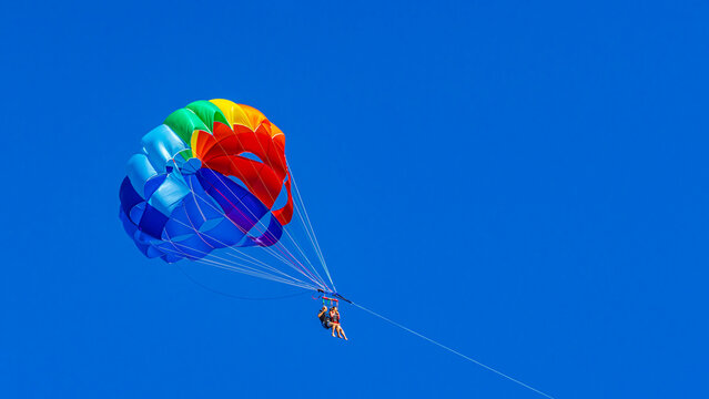 パラセーリングをする観光客　ハワイ　アクティビティ