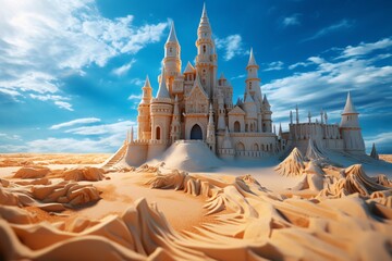 a sand castle in the desert - obrazy, fototapety, plakaty