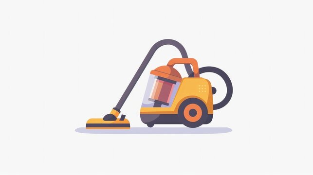 Vector icon of a vacuum cleaner isolated on a white background. Flat-style illustration represents an electrical vacuum cleaner, a household cleaning tool device commonly used for domestic cleaning