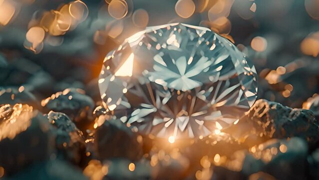 Glistening diamonds dazzle under the warm embrace of sunlight.