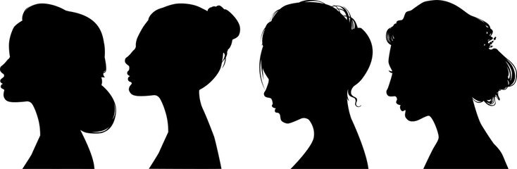 Silhouette profile of a woman. Universal sign on isolated background. - obrazy, fototapety, plakaty
