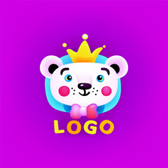 Obraz na płótnie Canvas Baby logo. Cute cartoon bear with a crown. Vector illustration in flat style. Eps 10 