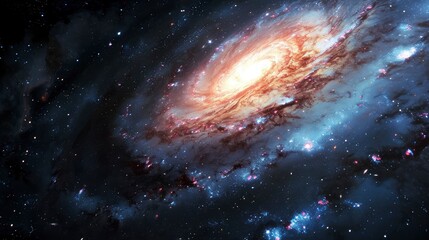 An awe-inspiring spiral galaxy with intricate layers of stars, dust, and cosmic gas, captured in vibrant colors.