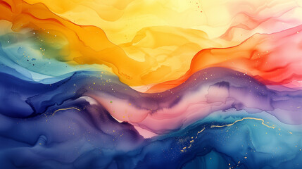Abstract watercolor paint waves background.