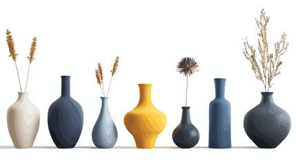 flat logo vector realistic minimalistic vases  - obrazy, fototapety, plakaty