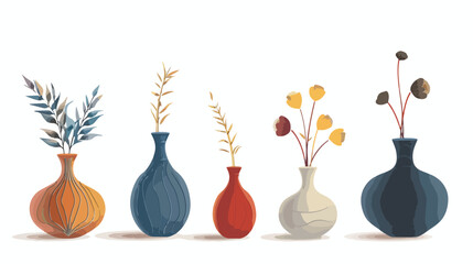 flat logo vector realistic minimalistic vases  - obrazy, fototapety, plakaty