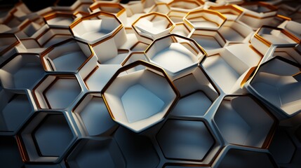  Futuristic hexagonal background Abstract geometric grid pattern - obrazy, fototapety, plakaty
