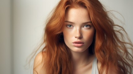 Fototapeta premium Woman with red hair Ai Generative