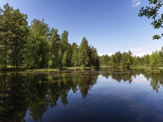 Beautiful landscape on the Vsevolozhsk Lakes, in the Leningrad region in North-West Russia