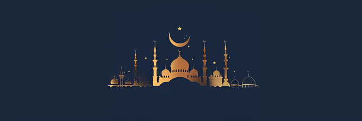 "Eid Mubarak" Greeting Card Illustration for Festival of Sacrifice in Muslim Culture.