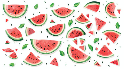 flat logo vector watermelon and juicy slices vector