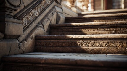 details of the staircase, focusing on textures, patterns and any interesting features. - obrazy, fototapety, plakaty