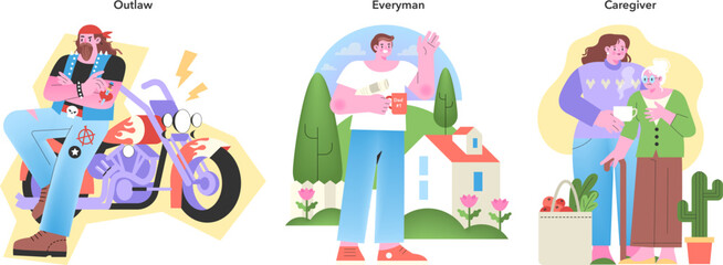 Personality Archetypes set. Vector illustration.