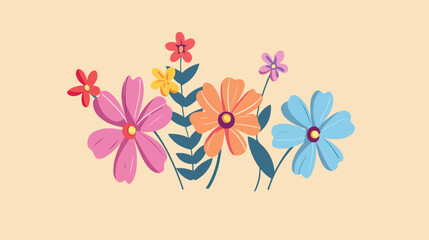 flowers decor isolated on color background illustration