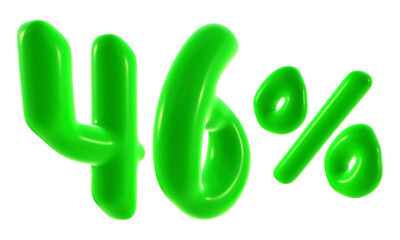 46 percent with green color isolated on transparent background for sale, discount, promotion and business concept 