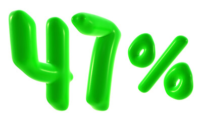 47 percent with green color isolated on transparent background for sale, discount, promotion and business concept 