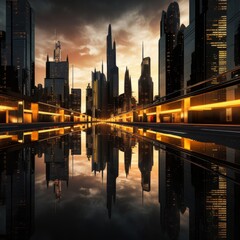 Shanghai skyline at night, toned image