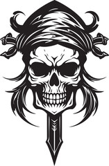 Pirates Blade Badge Buccaneers Legacy Emblem Skull with Dagger Insignia Emblem of Maritime Rogues