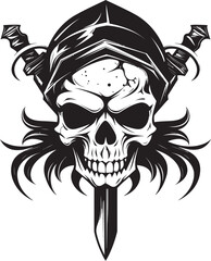 Pirates Blade Emblem Skull and Dagger Design Jolly Roger with Dagger Iconic Pirate Symbolism