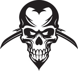 Dagger Piercing Skull Logo Emblem of Rogues Skull with Crossed Daggers Emblem Pirates Blade Icon