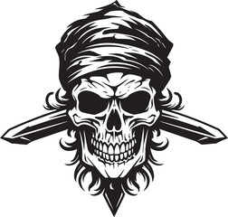 Swashbucklers Mark Jolly Roger with Dagger Skull Pierced by Dagger Iconic Emblem