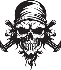 Pirates Blade Badge Iconic Symbol Skull with Dagger Insignia Emblem of the Buccaneers