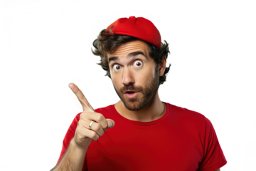 Close up of a caucasian man pointing with his finger