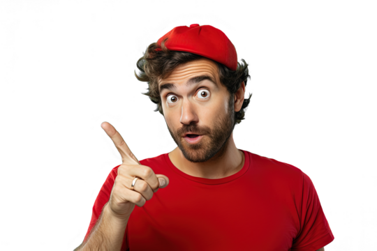 Close up of a caucasian man pointing with his finger