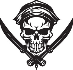 Buccaneers Emblem Deadly Dagger through Skull Pirates Blade Logo Skull and Crossed Daggers Icon