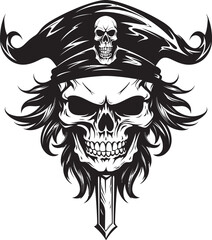 Dagger Piercing Skull Badge Iconic Pirate Symbol Swashbucklers Logo Skull and Dagger Insignia