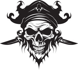 Pirates Blade Badge Skull and Crossed Daggers Design Skull with Crossed Daggers Symbol Emblem of Maritime Rogues