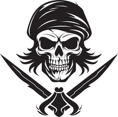 Dagger through Skull Symbol Buccaneers Legacy Emblem Swashbucklers Logo Skull and Crossed Daggers Icon