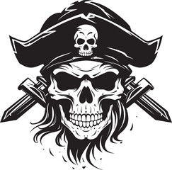 Dagger Piercing Skull Symbol Iconic Pirate Mark Swashbucklers Insignia Skull and Dagger Logo