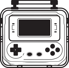 Vintage Gaming on the Go Icon Retro Vector Logo 8 Bit Handheld Console Emblem Portable Gaming System Vector