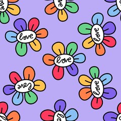 Abstract pride flowers seamless lgbtq rainbow pattern for fabrics and linens and summer party accessories
