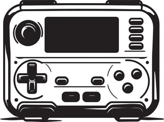 Blast to the Retro Arcade Portable Console Vector Design Vintage Gaming Quest Retro Console Emblem