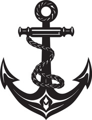 Maritime Exploration Icon Anchor Rope Vector Emblem Nautical Heritage Emblem Ship Anchor with Rope Vector Design