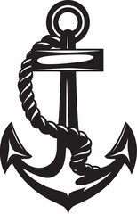 Nautical Navigator Logo Ship Anchor with Rope Vector Design Seafarers Mark Icon Anchor Rope Vector Graphic