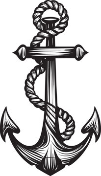 Seafaring Tradition Emblem Ship Anchor with Rope Vector Icon Maritime Heritage Symbol Anchor and Rope Vector Design