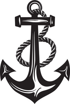 Maritime Heritage Symbol Ship Anchor with Rope Vector Design Nautical Navigator Badge Anchor Rope Vector Graphic