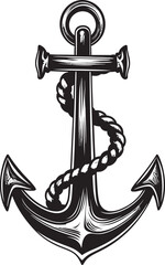 Coastal Adventure Symbol Ship Anchor with Rope Vector Graphic Sailors Legacy Icon Anchor and Rope Vector Icon