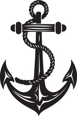 Seafaring Tradition Symbol Ship Anchor with Rope Graphic Vintage Nautical Insignia Anchor and Rope Vector Emblem